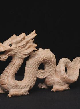 客厅装饰摆设龙摆件雕龙工艺品办公室木雕龙摆件送礼木雕桃木