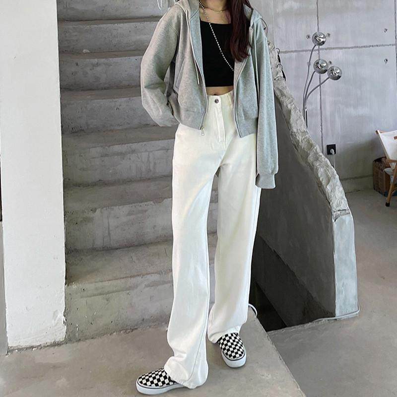 大码秋季新款白色直筒女梨形身材胖mm宽松显瘦阔腿拖地长裤,女装/女士精品,大码裤装,淘宝优惠券,粉丝福利购,淘宝优惠卷