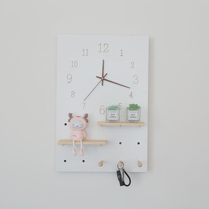 of9d电表箱装饰画带钟表ins风实木家居洞洞板空开配电盒遮挡箱置