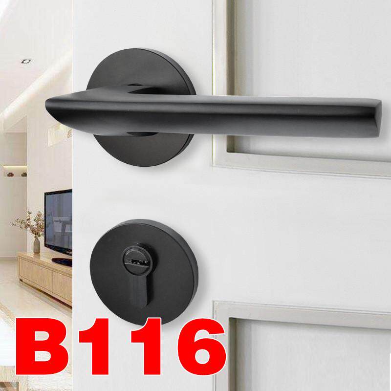 黑色现代简约门锁室内北欧套装卫生间实木门锁卧室房门锁金色锁具