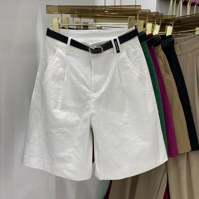 纯棉夏季中裤女宽松薄款大码休闲五分工装裤显瘦阔腿