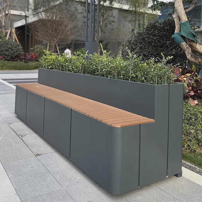 铁艺花箱户外隔断座椅花箱小区广场不锈钢坐凳花槽外摆金属花盆