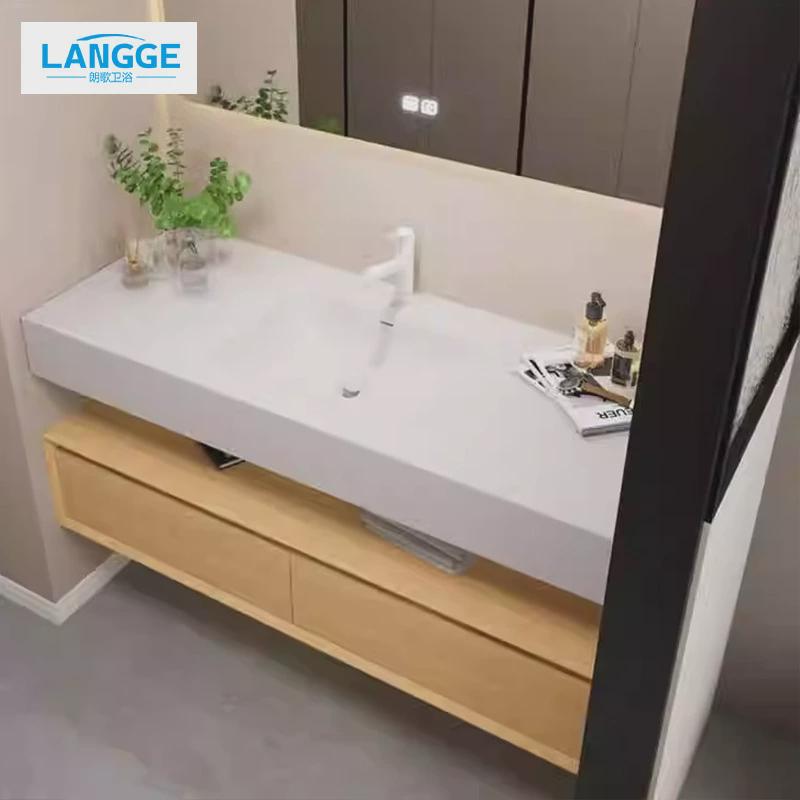 原木风耐丽可一体盆分体橡木浴室柜组合卫生间洗脸手盆洗漱台