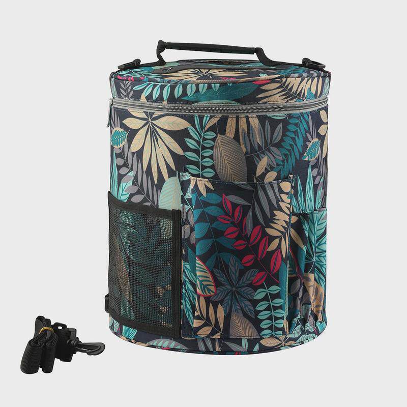 新款毛线编织工具收纳包蓝色树叶大容量便携式外出钩针毛线收纳袋