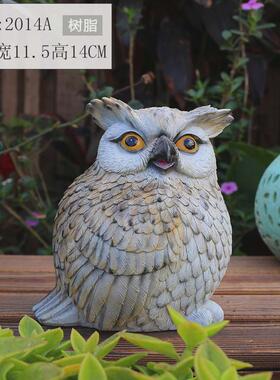 跨境货源花园装饰仿真猫头鹰摆件树脂动物模型小院子造景布置园艺