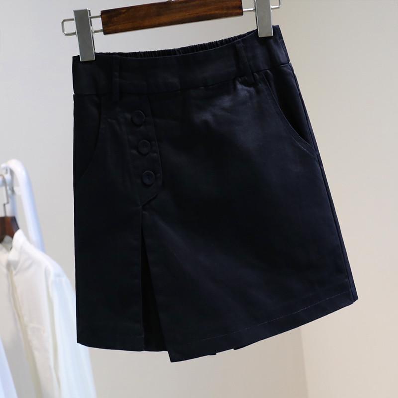 松紧腰弹力防走光不规则裤夏季新款显瘦A字假两件包臀