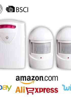 433红外无线感应警报器无线门铃来客器警报器提示提示一带二hot