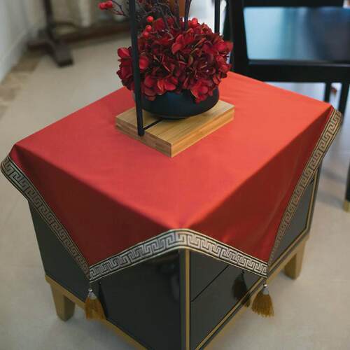 26n红色欧式桌布奢华结婚餐桌圆桌喜庆沙发盖巾茶几防尘台布定制