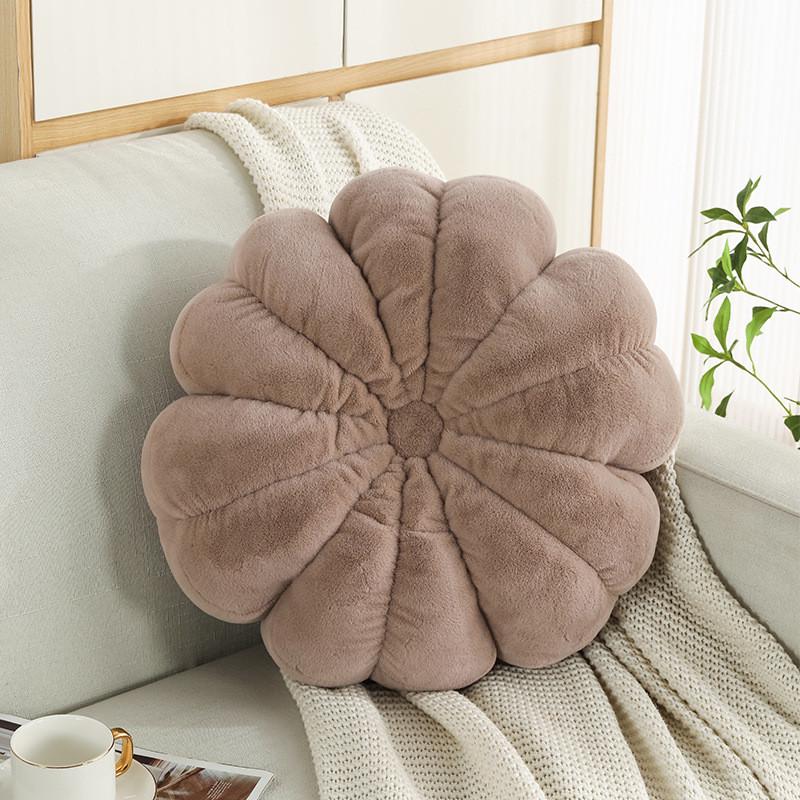 北欧ins小兔毛南瓜坐垫蒲团办公室褶皱沙发床头靠垫手工飘窗抱枕