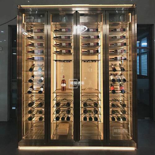 欧式红酒柜不锈钢红酒架子展示架复古酒窖嵌入式恒湿恒温酒柜