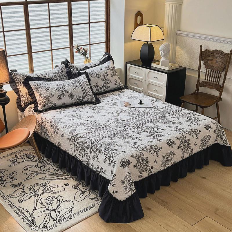 四季床裙花边加厚三四件套防滑垫棉防滑床盖单件被套榻榻米床垫夹