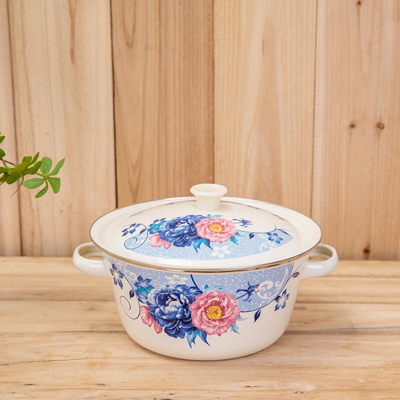 77n加厚怀旧搪瓷盆双耳带盖搪瓷碗汤碗碗猪油搅拌碗包饺子拌馅和