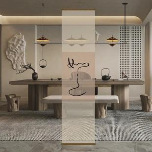 半透玄关金鱼莲花双面透景屏风纱中式山水卷帘隔断帘挂帘水墨纱帘