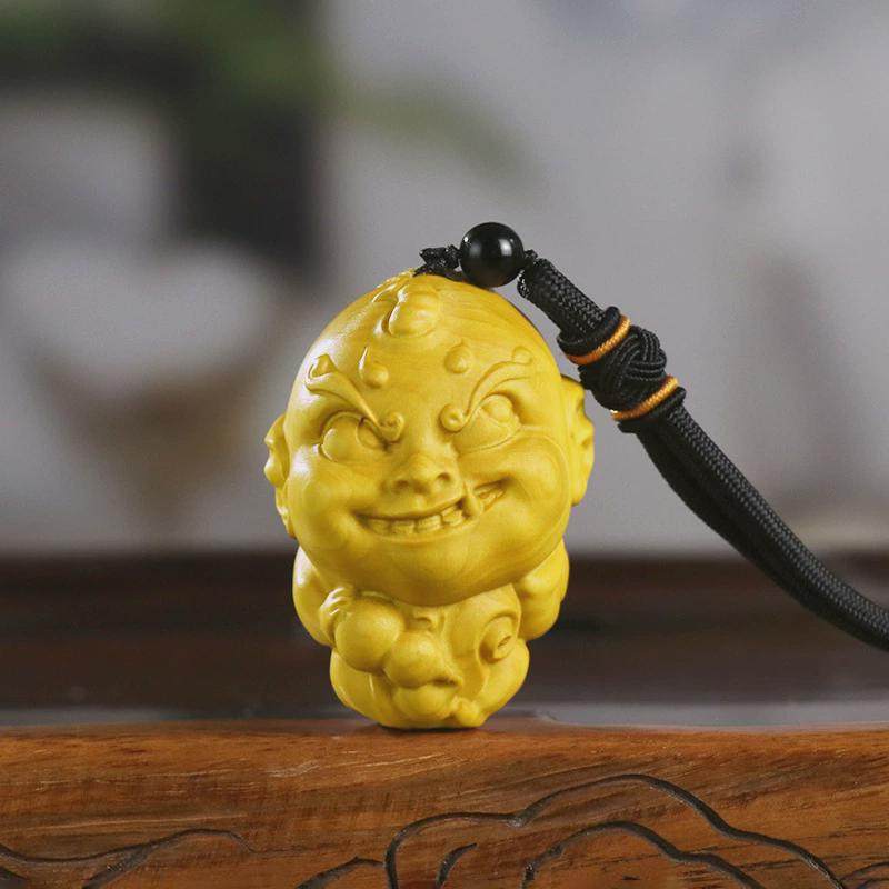 黄杨木雕盘玩手把件男西游记文玩汽车载挂件士女人物金角银角大王