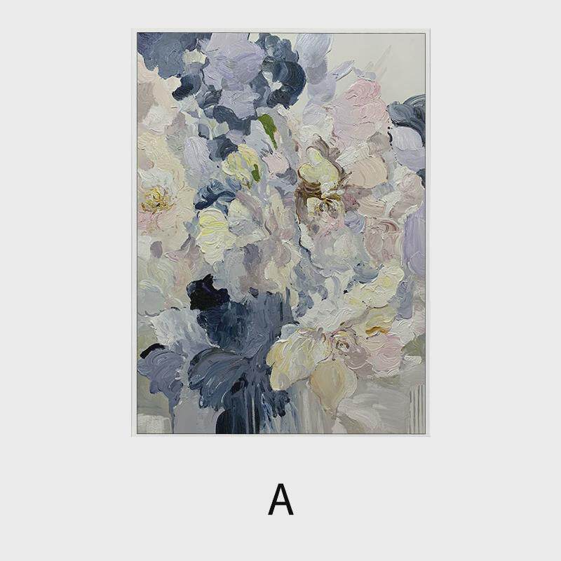 纯手绘油画法式艺术轻奢肌理花卉挂画玄幻竖版浪漫装饰画现代壁画