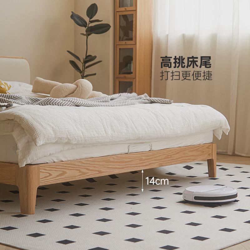 北欧实木床双人大床现代简约风1.5米1.8米主卧红橡木床奶油软包床