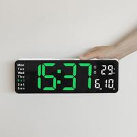 13寸簡(jiǎn)約坐掛兩用客廳時(shí)鐘大字體電子鐘多組鬧鐘溫度星期同屏6629