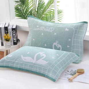 棉枕巾情侣加厚欧式 三层纱布枕头巾单人柔软吸汗 成人简约棉一条装