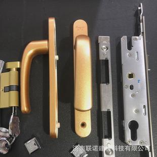 同德门锁铝合金85多点金色平开门门锁面板把手断桥铝门型55型外开