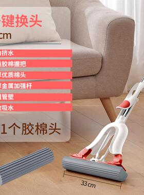 ce2q瑞丽达2023新款拖把吸水家用水地棉头免手洗挤胶一键换头一拖