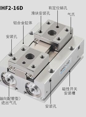 mhf2/机械手指气缸气动元件10/16/20/25/32*d/d1/d2/平行hdf夹爪