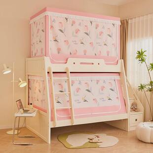 卡通印花遮光子母床蚊帐上下铺梯形书架款儿童双层床蚊帐