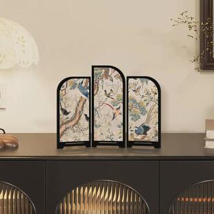 《花鸟图》桌面屏风摆件新中式中古风餐边柜摆画卧室餐厅装饰画