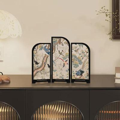 《餐边柜图》桌面屏风摆件新中式中古风花鸟摆画卧室餐厅装饰画