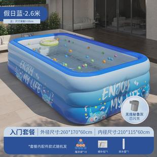 圈奇充气游泳池儿童家用折叠宝宝鱼池滑梯大型加厚户外水池