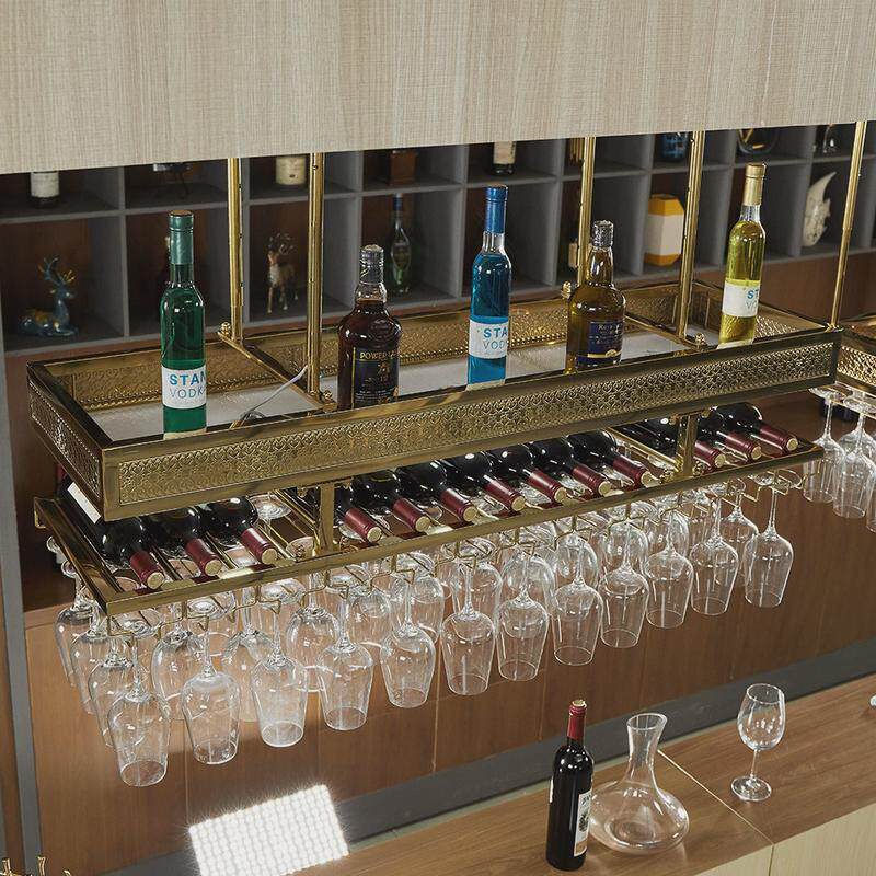 家用吧台吊架不锈钢红酒杯架倒挂酒架悬挂置物架酒杯架吊挂高脚杯