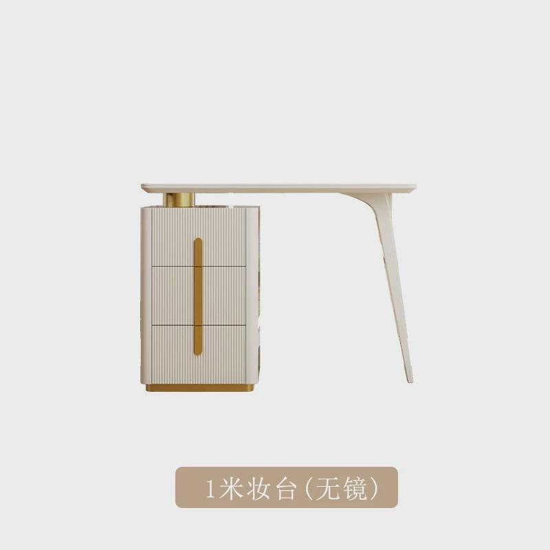 轻奢岩板卧室全身穿衣镜收纳柜一体实木高颜值奶油风梳妆台化妆桌