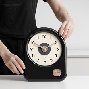 TEBO法式复古客厅台式座钟简约装饰品玄关电视柜大气桌面摆件黑白