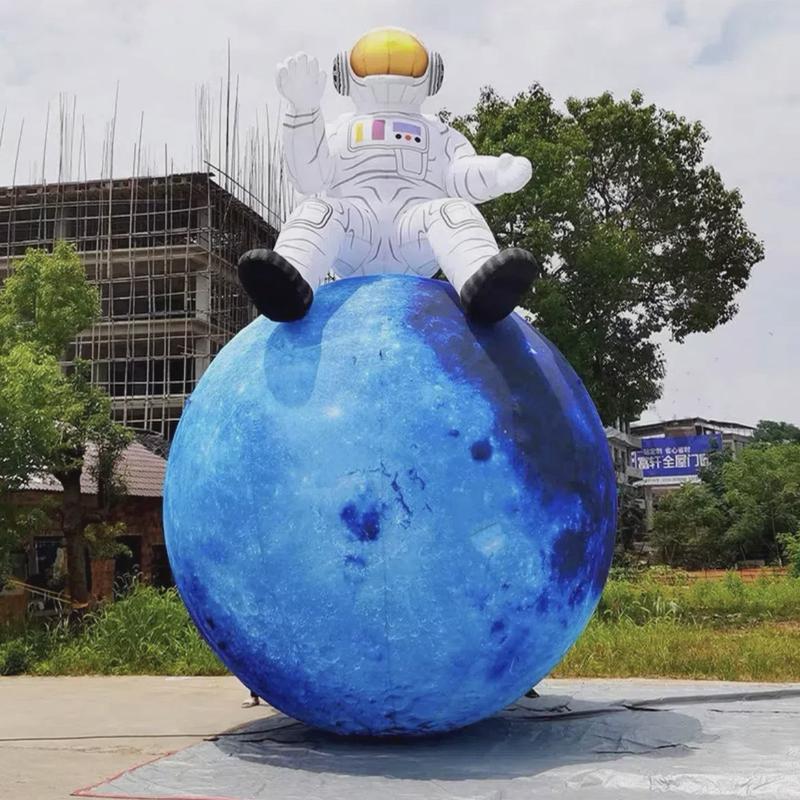 大型中秋节气模充气发光悬挂月球玉兔卡通模型商场售楼部装饰活动