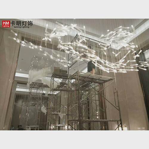 现货酒店大厅ktv前台水晶吊灯玻璃管工程灯样板房售楼部沙盘发光
