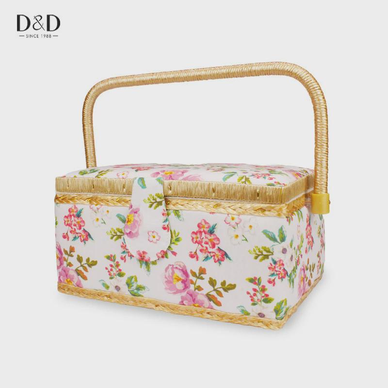 针线盒大容量缝纫工具制品收纳篮手缝收纳盒剪刀手提篮布艺钩针