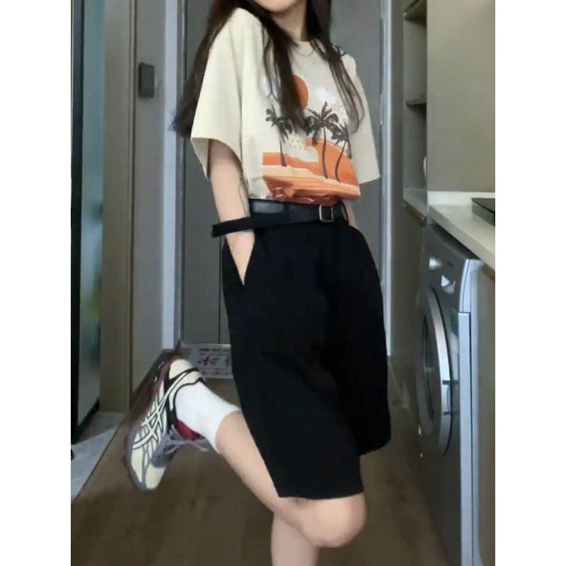 梨型身材五分中裤女夏季显瘦大码胖妹妹休闲宽松黑色,女装/女士精品,大码裤装,淘宝优惠券,粉丝福利购,淘宝优惠卷