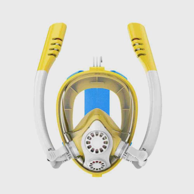 全干式儿童浮潜面罩浮潜三宝面镜潜水面具全脸双管硅胶浮潜面罩