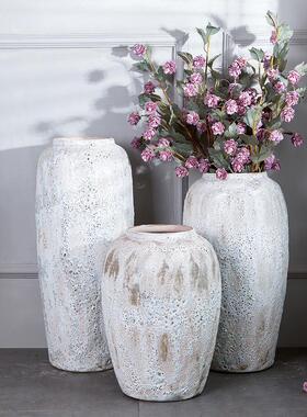景德镇陶瓷落地花瓶干花白色泡泡釉简约乡村现代套装欧美花器花瓶