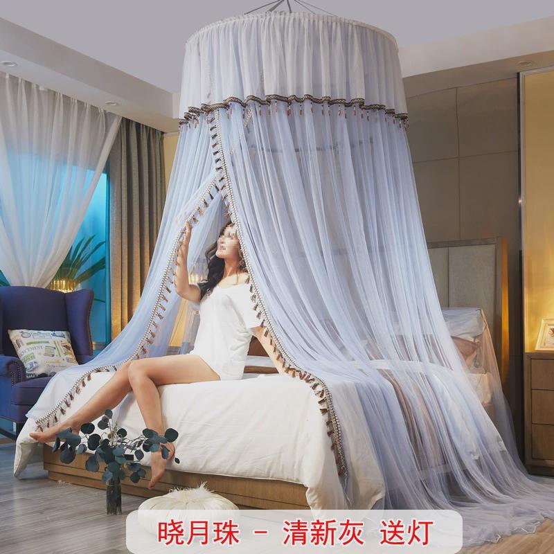 圆顶吊顶蚊帐双人加大1.5/1.8/2m米床落地欧式吸顶圆形蚊帐1.2m床