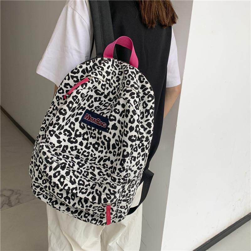 书包韩版原宿ulzzang日系森系中学生少女帆布双肩包女ins百搭豹纹