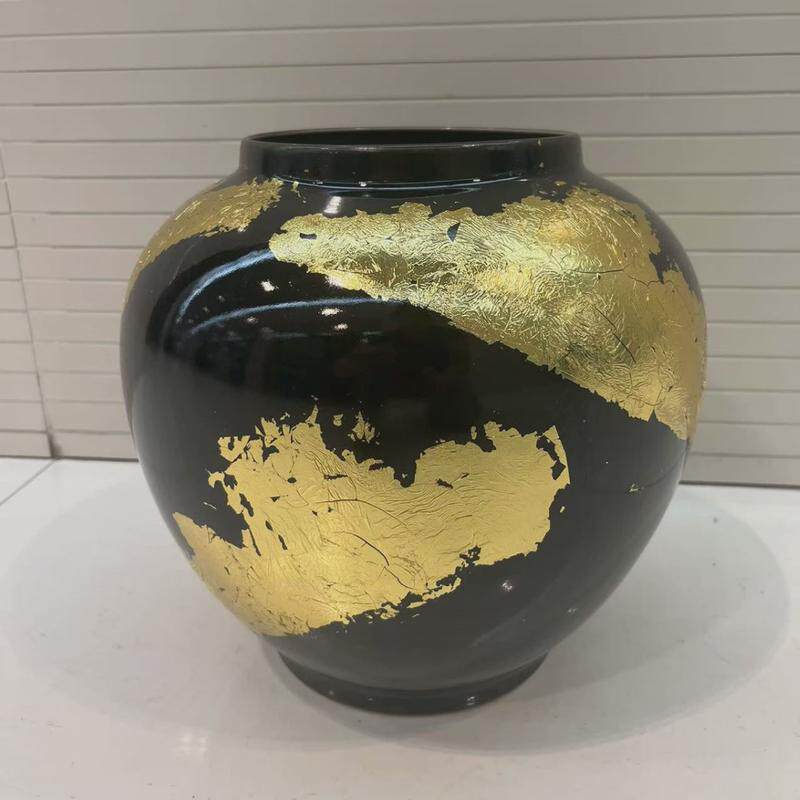 新中式创意手绘贴金玄关陶瓷陈设饰品摆件样板房间酒店办公室铂
