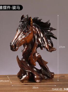 仿根雕立体动物头像摆设办公室树脂软装书桌面书柜工艺品摆件