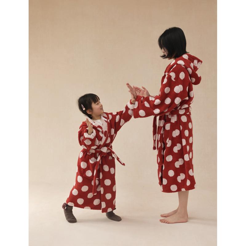2023年新款亲子波点款浴袍长绒棉成人儿童连帽酒店居家浴袍