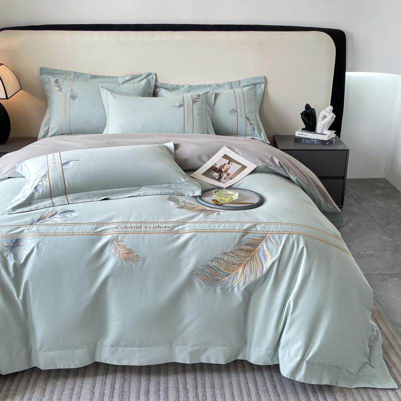 欧式2024新款100支全棉长绒棉磨毛四件套高端刺绣公主风床上用品