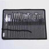 热卖 帆布笔帘油画笔水粉毛尼龙水彩美术画笔 24件套画笔套装