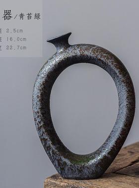 粗陶创意禅意日式小花瓶干花花器陶瓷工艺品摆件家居装饰陶艺花插