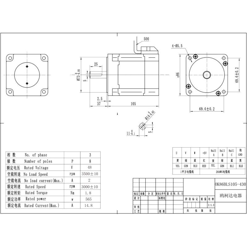 86直流无刷减速电机48v3000转86无刷减速电机距大力nema34