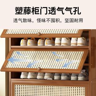 柜门口简易大容量玄关储物柜鞋 家用鞋 架多功能防尘带门经济型实木
