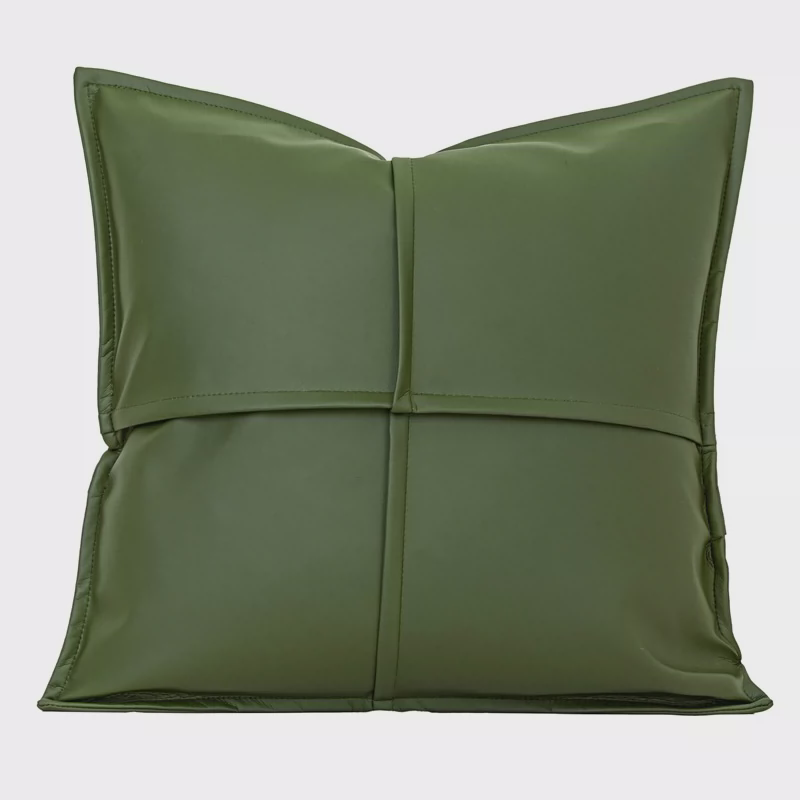 z655现代简约靠枕皮革十字褶民宿酒店客厅沙发抱枕轻奢样板间装饰