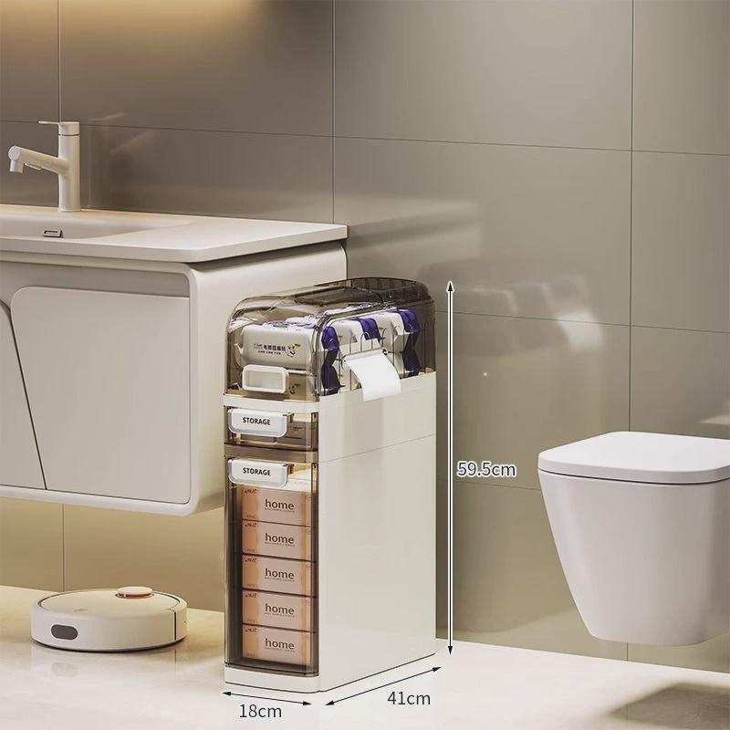 免安装浴室抽屉式收纳夹缝卫生间置物架储物柜洗手间厕所缝隙落地